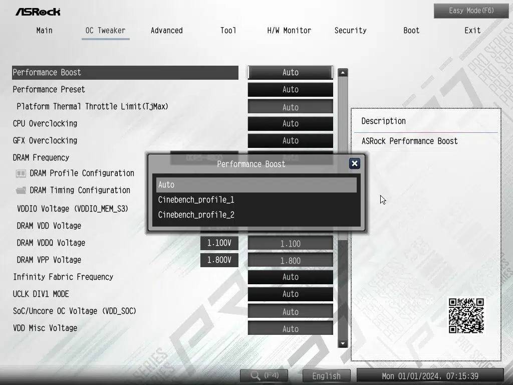 ASRock X870 Pro RS WiFi motherboard: BIOS screenshot