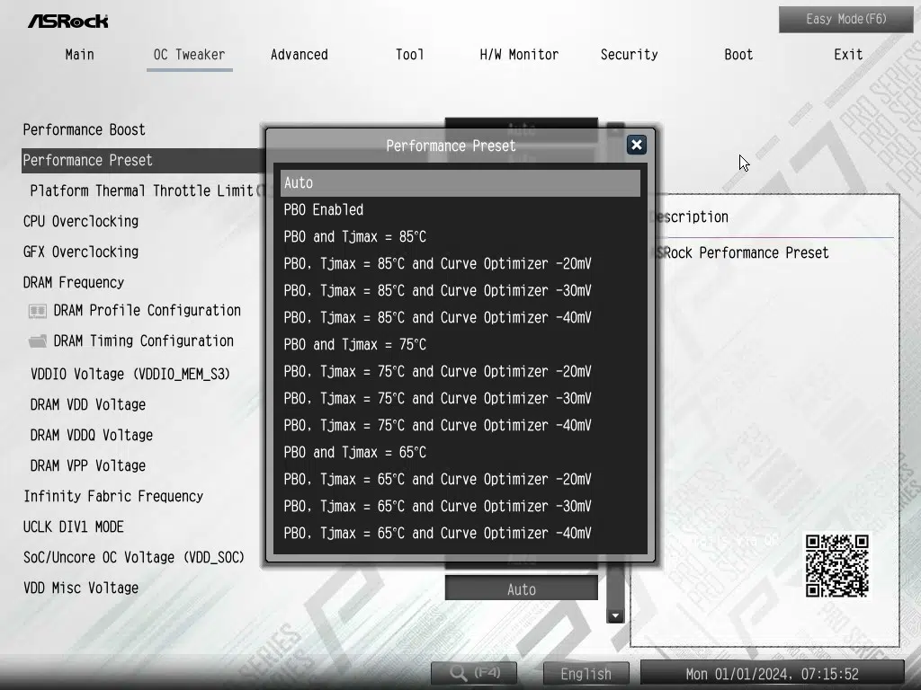 ASRock X870 Pro RS WiFi motherboard: BIOS screenshot
