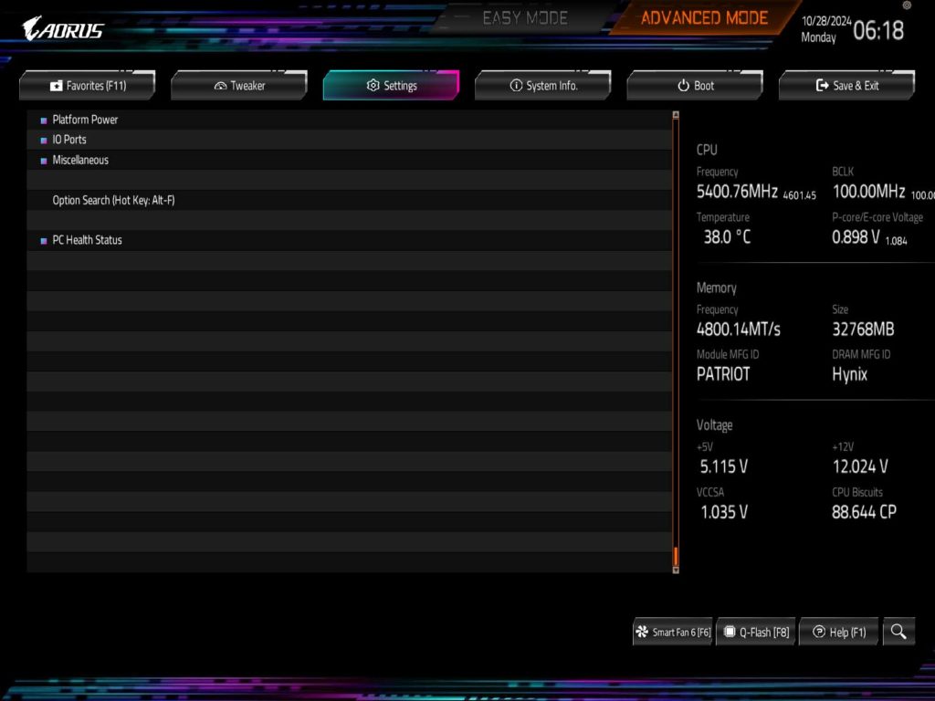 BIOS Screenshot