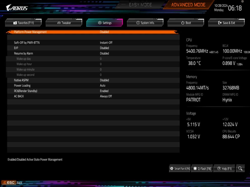BIOS Screenshot