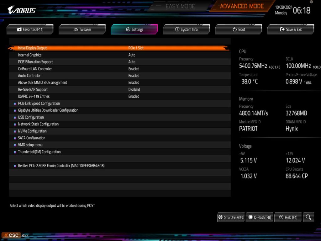 BIOS Screenshot