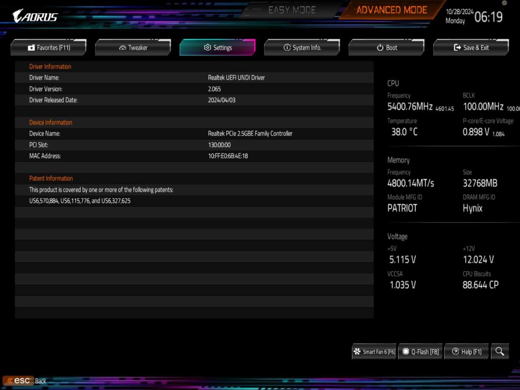 BIOS Screenshot
