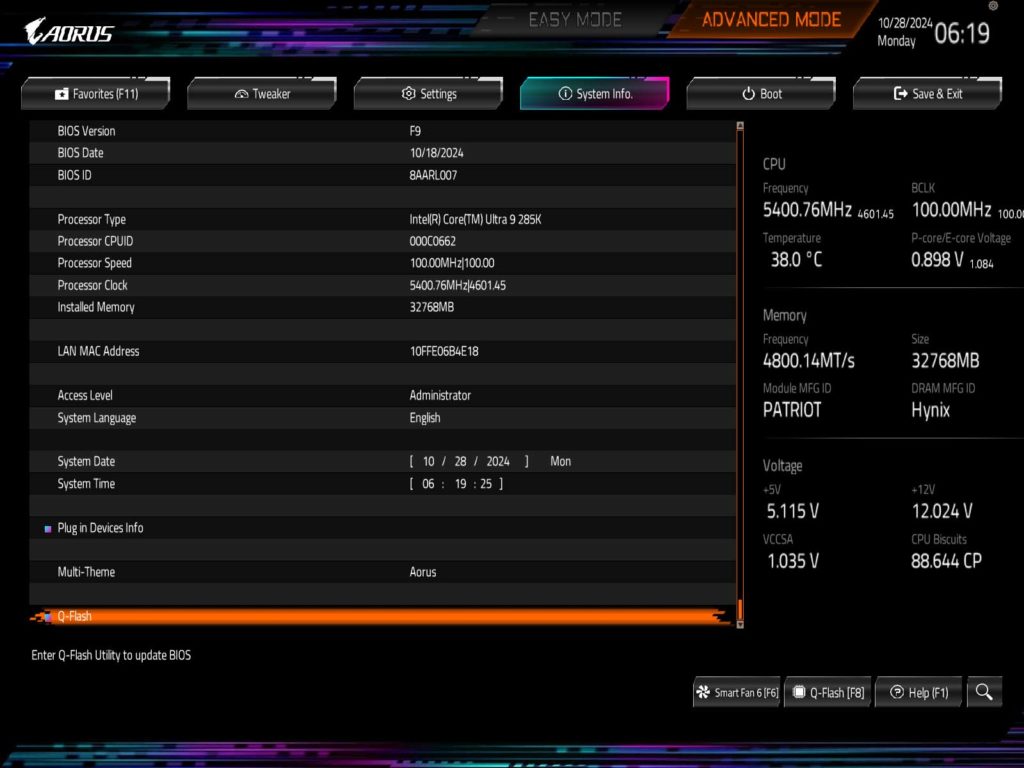 BIOS Screenshot