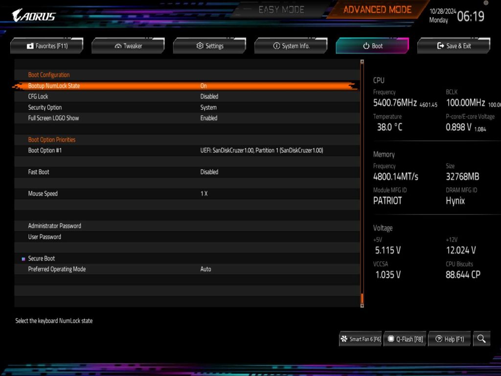 BIOS Screenshot