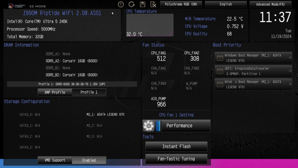 ASRock Phantom Gaming Z890M WiFi: UEFI/BIOS