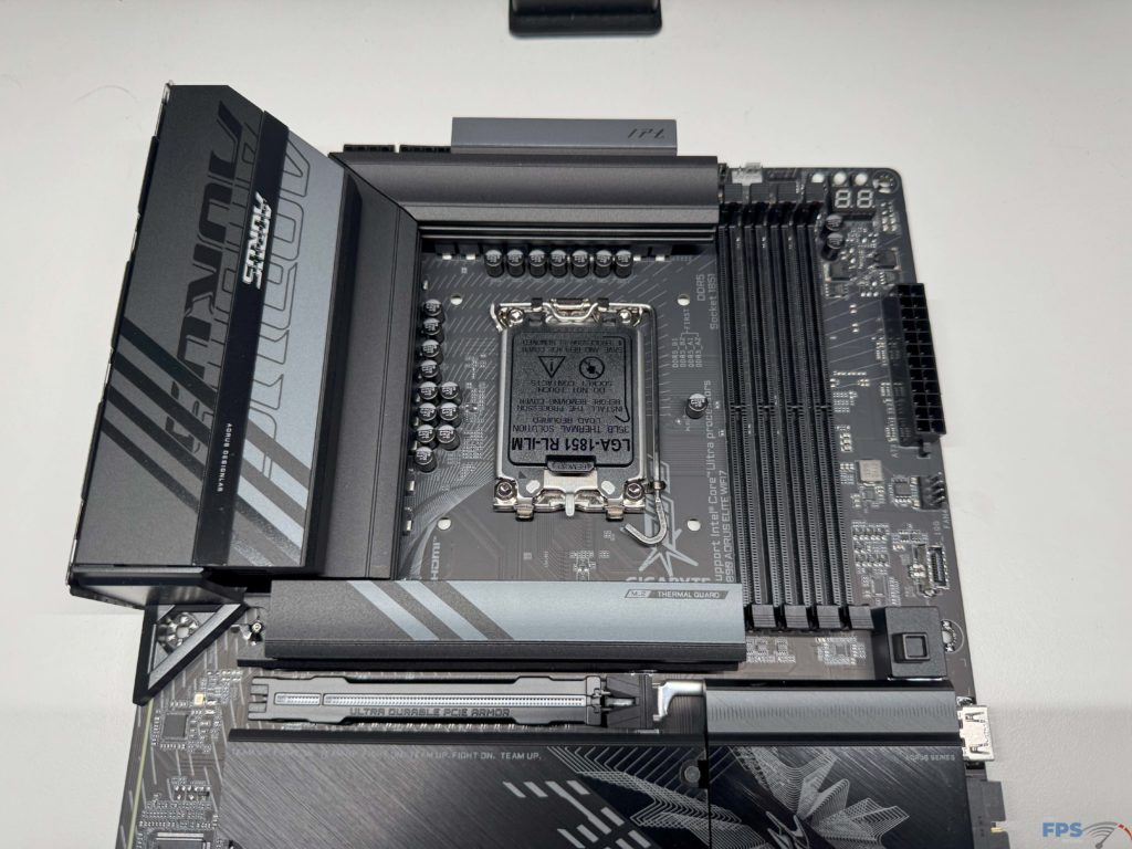 Close up of top of motherboard