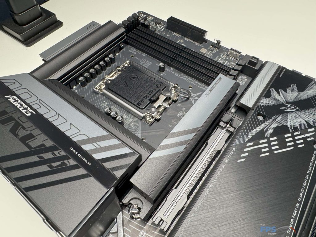 Close up of top of motherboard