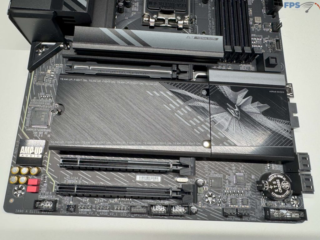 Close up of bottom of motherboard