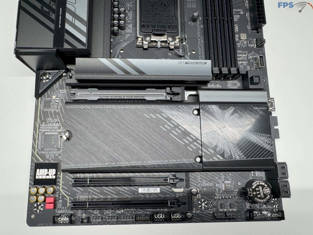Close up of bottom of motherboard