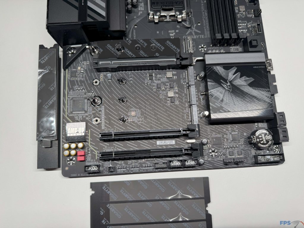 Bottom of motherboard with M.2 cooling removed