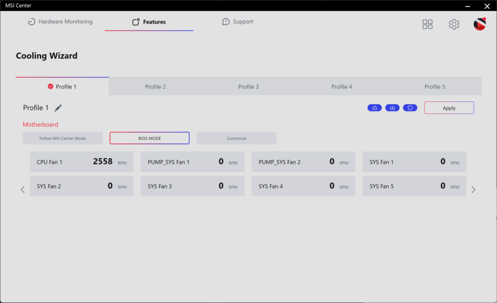 MSI Center Screenshot