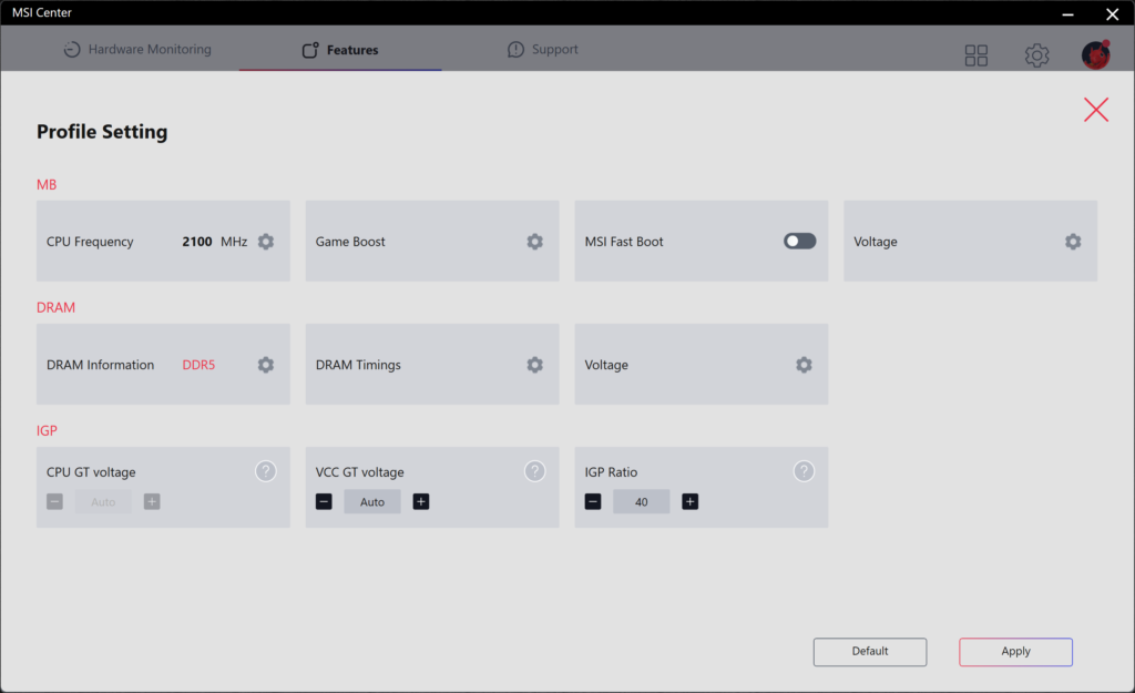 MSI Center Screenshot