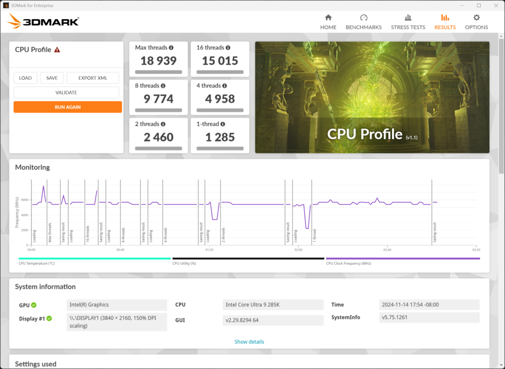 MSI MPG Z890 EDGE TI WIFI Motherboard CPU Profile