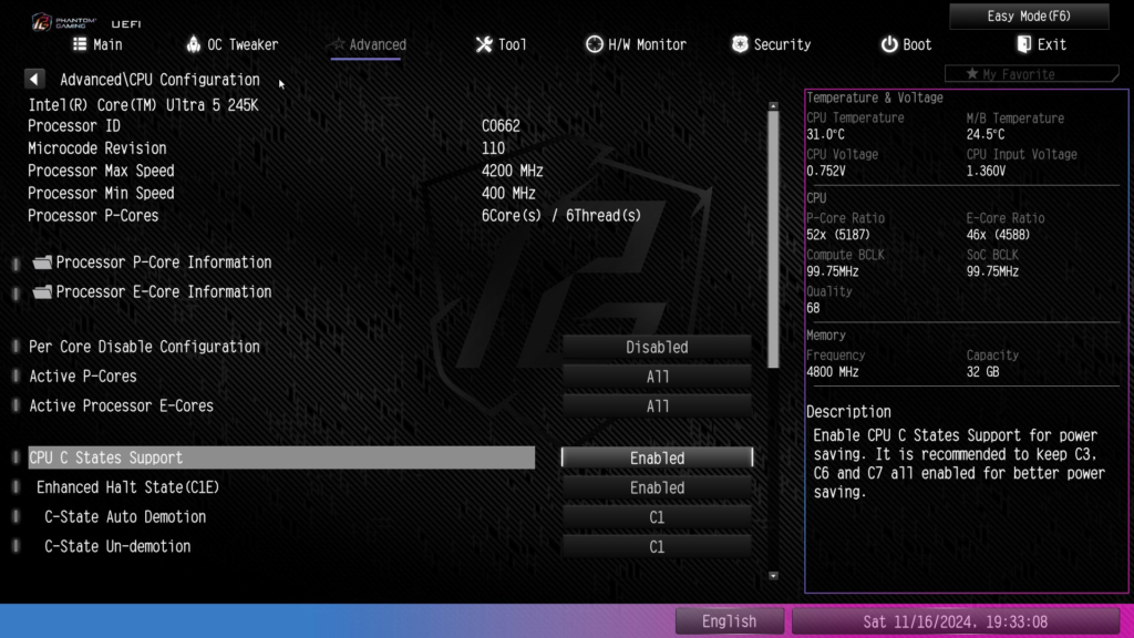 ASRock Phantom Gaming Z890M WiFi: UEFI/BIOS