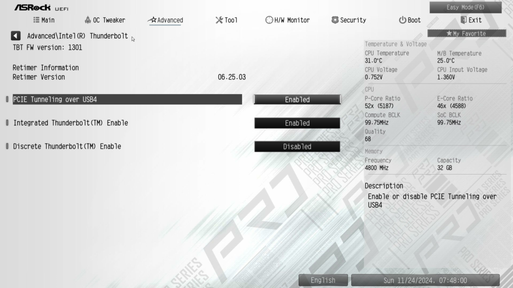 ASRock Z890 Pro RS WiFi White motherboard: BIOS