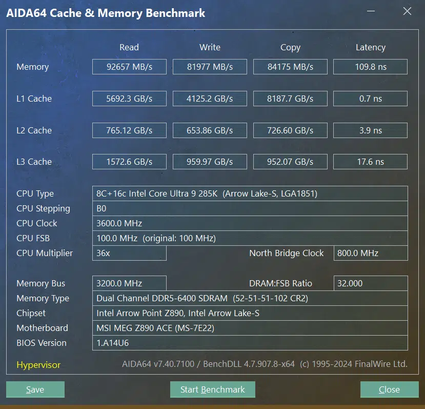 AIDA64 Cache & Memory Screenshot