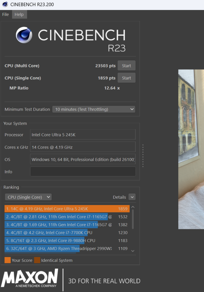 ASRock Z890 Pro RS WiFi White motherboard:  Cinebench R23