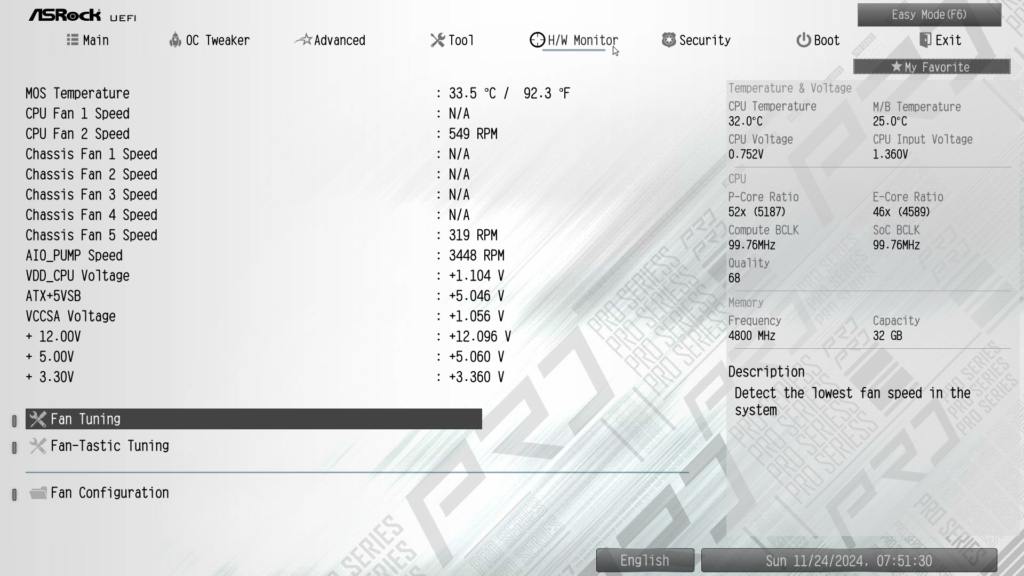 ASRock Z890 Pro RS WiFi White motherboard: BIOS