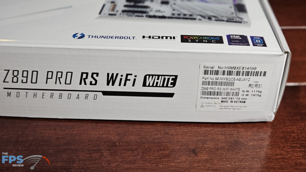 ASRock Z890 Pro RS WiFi White motherboard: label