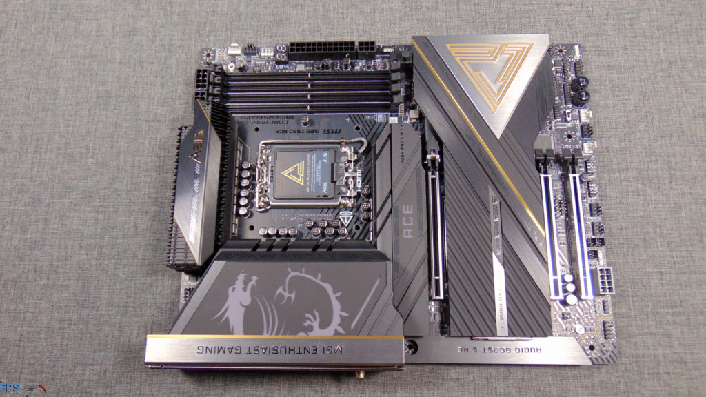 MSI MEG Z890 ACE Motherboard Top View Angled