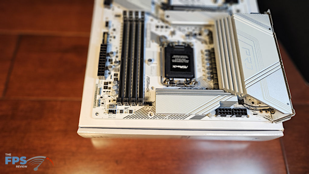 ASRock Z890 Pro RS WiFi White motherboard: top of board