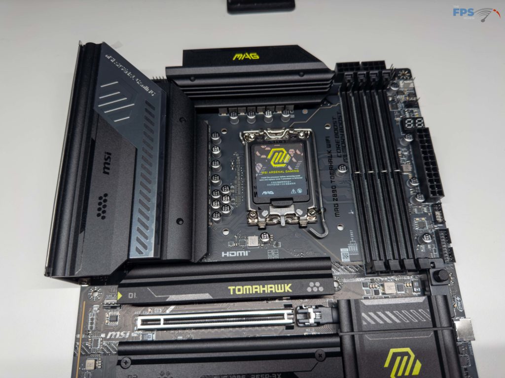 Close up of top of motherboard