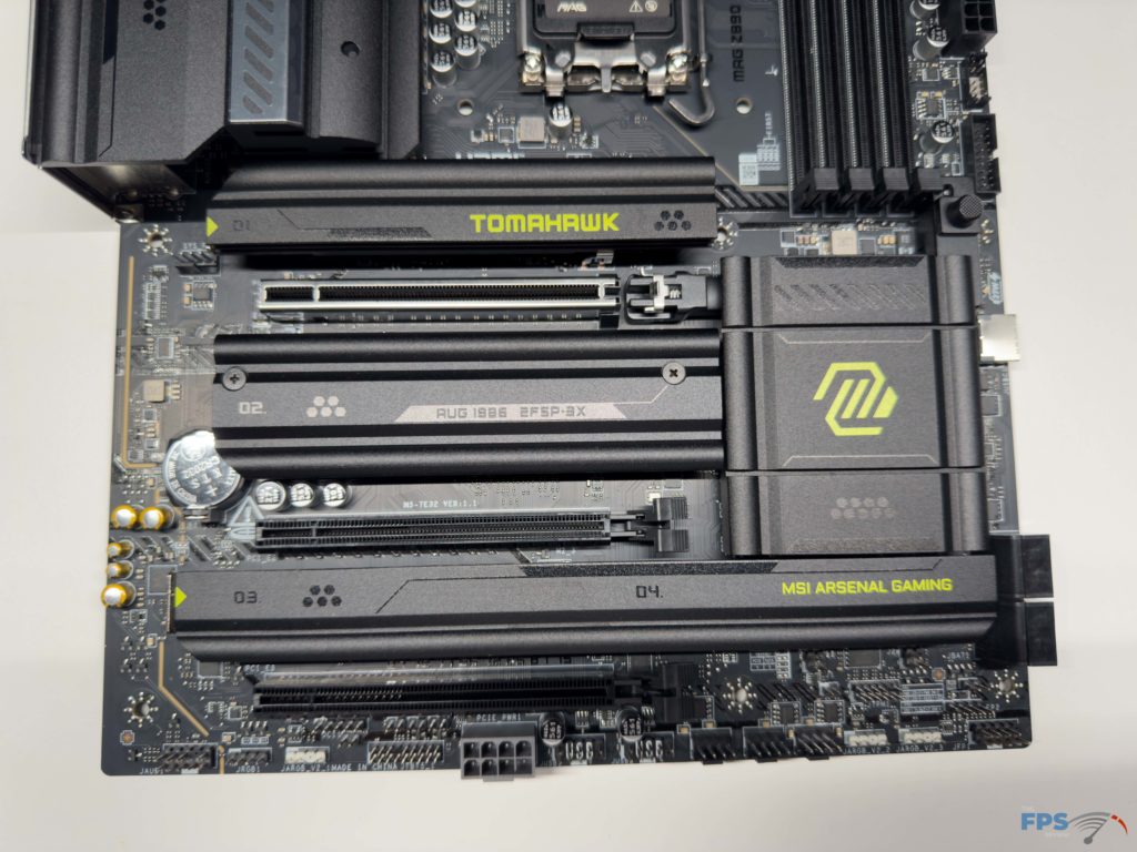 Close up of bottom of motherboard