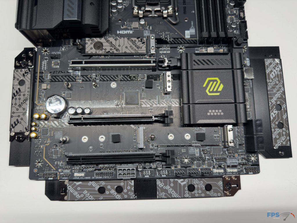 Close up of bottom of motherboard
