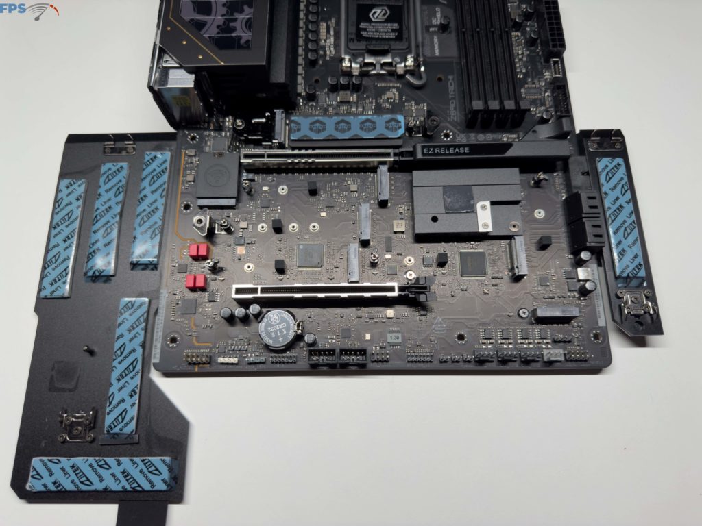 Close up of bottom of motherboard