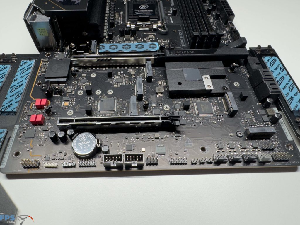 Bottom of motherboard with M.2 cooling removed