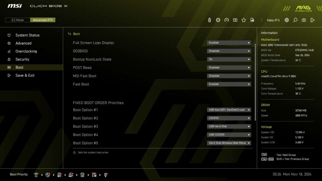 BIOS Screenshot