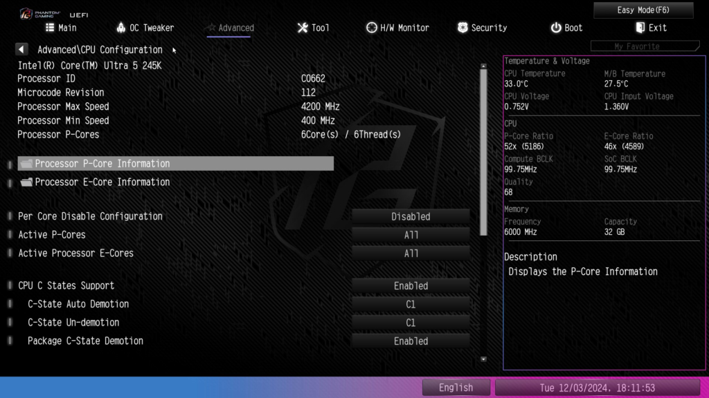 ASRock Phantom Gaming Z890 RIPTIDE WiFi: BIOS screenshot