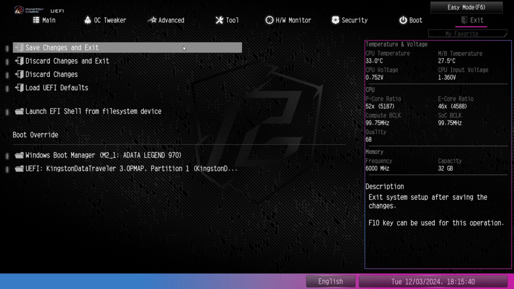 ASRock Phantom Gaming Z890 RIPTIDE WiFi: BIOS screenshot