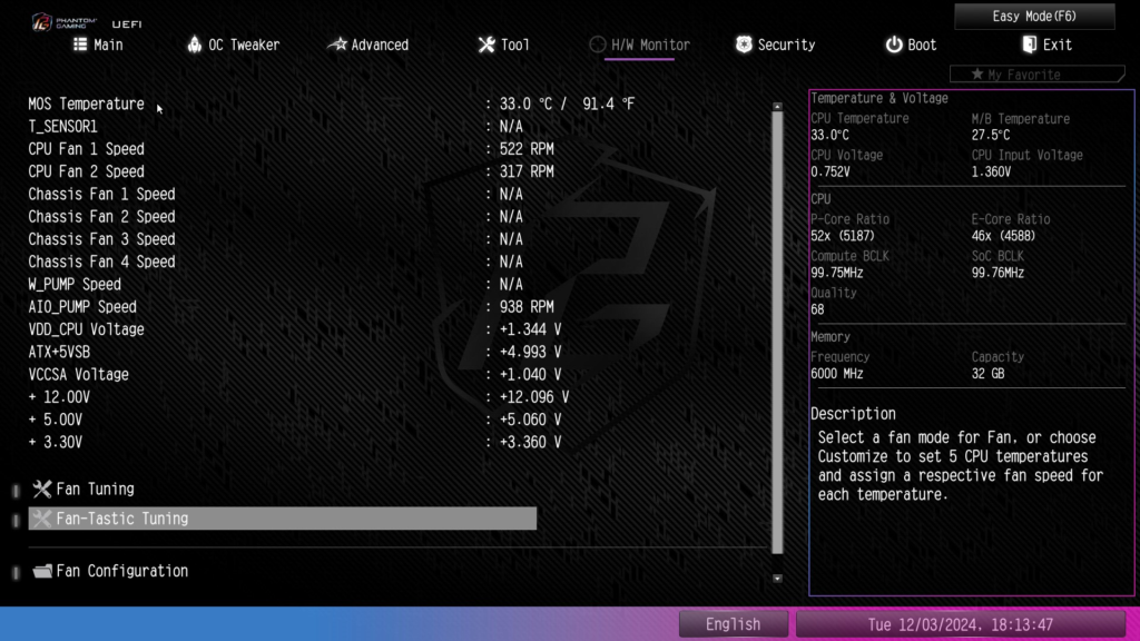 ASRock Phantom Gaming Z890 RIPTIDE WiFi: BIOS screenshot