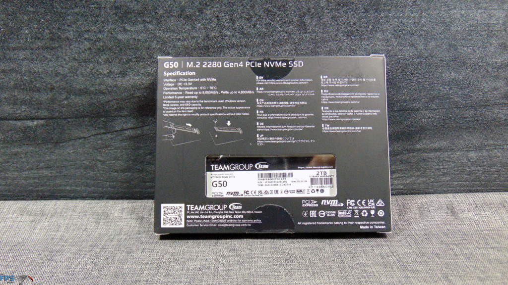 TEAMGROUP T-FORCE G50 2TB PCIe Gen4 M.2 NVMe SSD Box Back