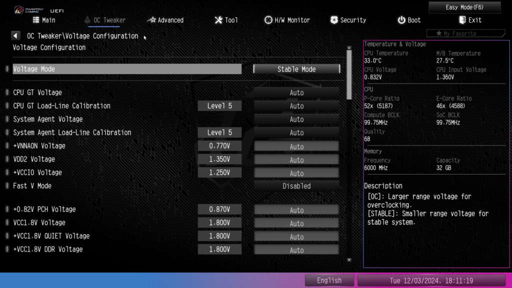 ASRock Phantom Gaming Z890 RIPTIDE WiFi: BIOS screenshot