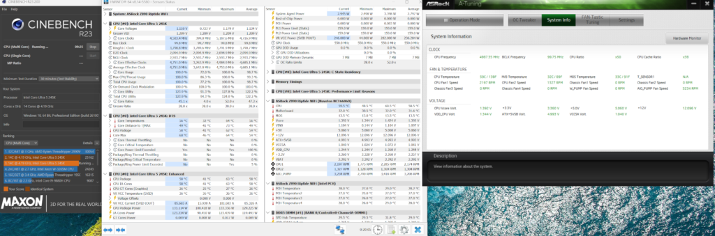 ASRock Phantom Gaming Z890 RIPTIDE WiFi: load temperatures