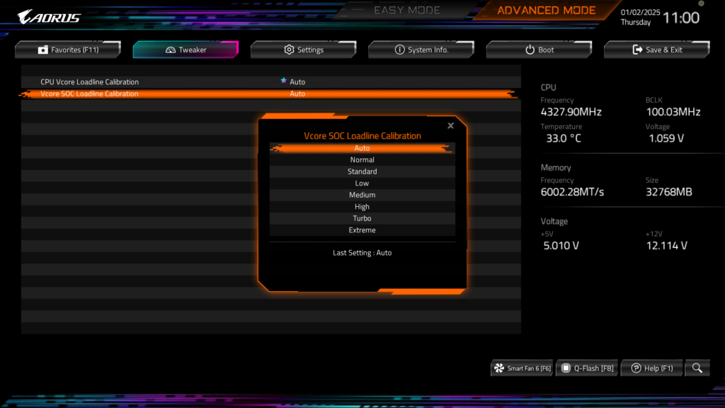 GIGABYTE B850 AORUS ELITE WIFI7 BIOS UEFI Screenshot