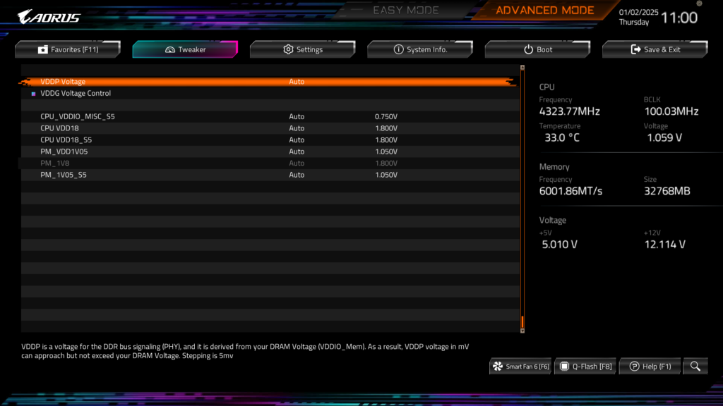 GIGABYTE B850 AORUS ELITE WIFI7 BIOS UEFI Screenshot