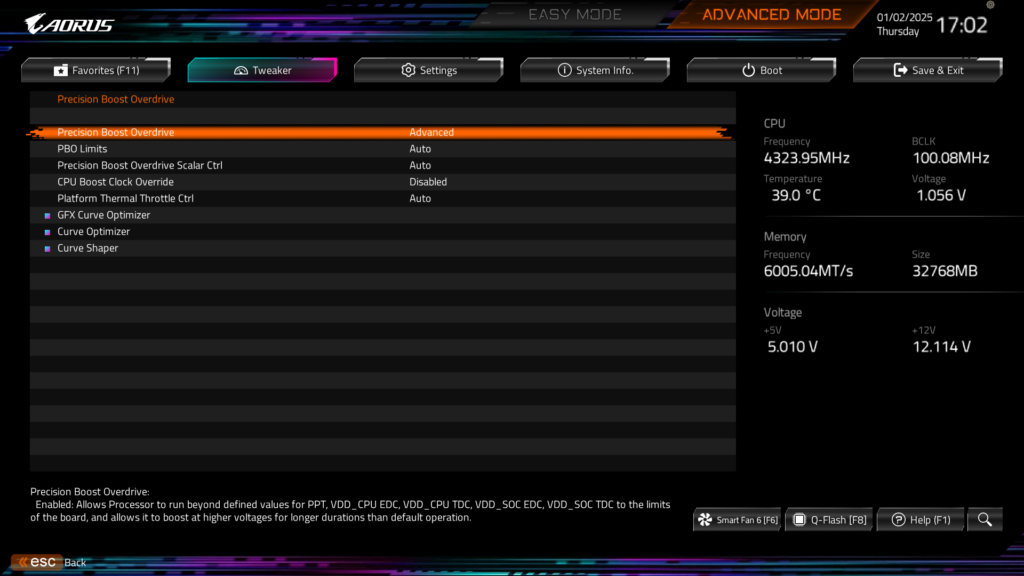 GIGABYTE B850 AORUS ELITE WIFI7 BIOS UEFI Screenshot