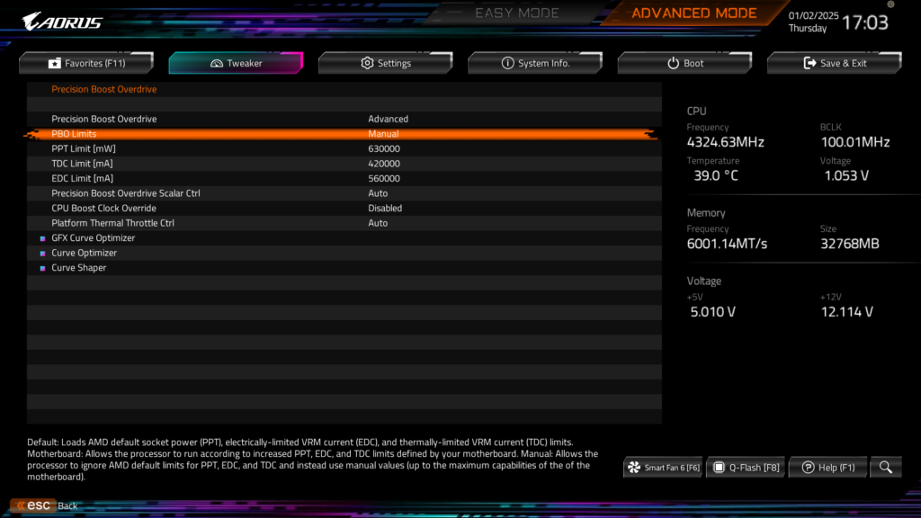 GIGABYTE B850 AORUS ELITE WIFI7 BIOS UEFI Screenshot