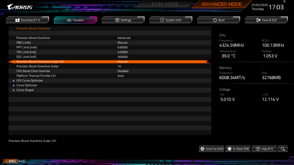GIGABYTE B850 AORUS ELITE WIFI7 BIOS UEFI Screenshot
