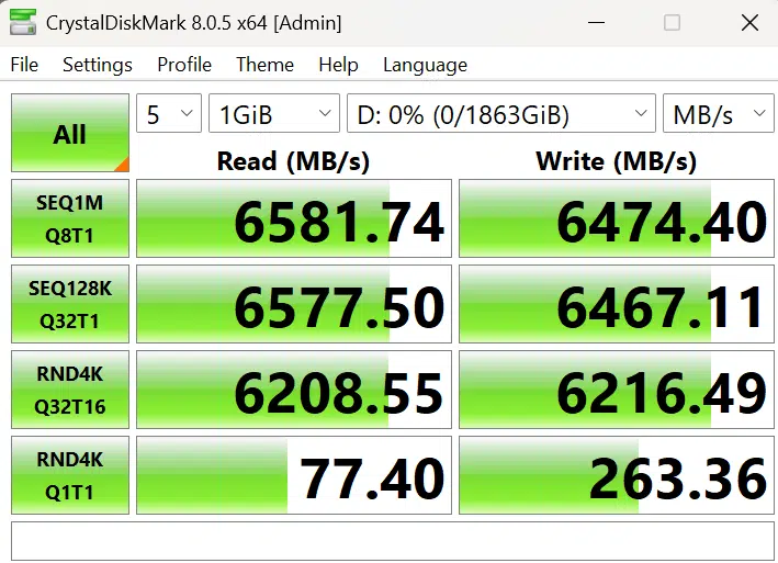 MSI MAG X870 TOMAHAWK WiFi motherboard: crystaldiskmark