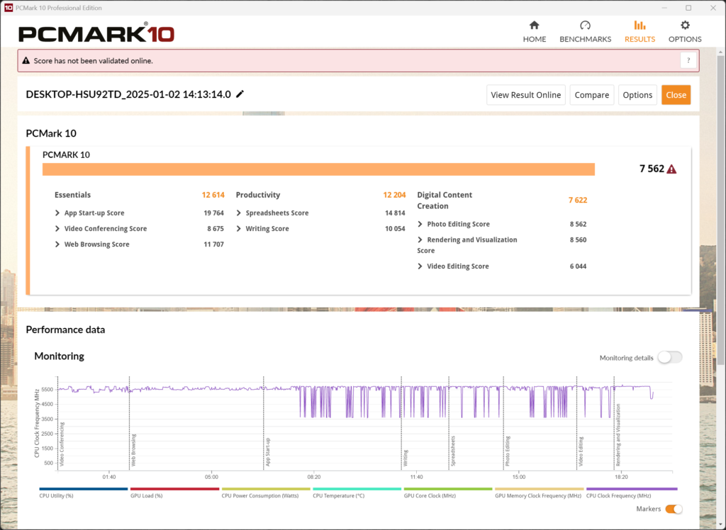 GIGABYTE B850 AORUS ELITE WIFI7 PCMark 10 Screenshot