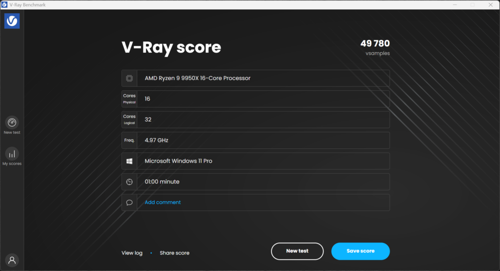 GIGABYTE B850 AORUS ELITE WIFI7 V-RAY Screenshot