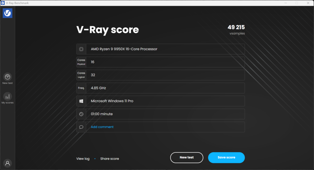 GIGABYTE B850 AORUS ELITE WIFI7 V-RAY Screenshot
