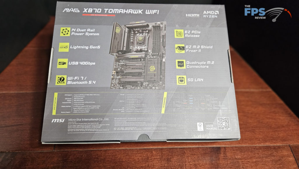MSI MAG X870TOMAHAWK WiFi: box back