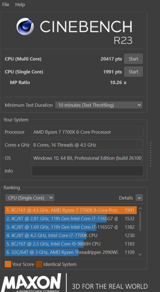 MSI MAG X870E TOMAHAWK WiFi motherboard: cinebench R23