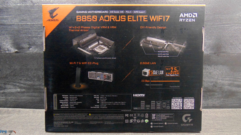 GIGABYTE B850 AORUS ELITE WIFI7 Box Back