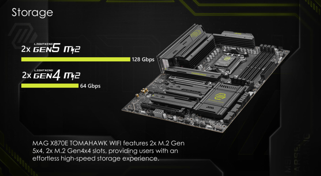 MSI MAG X870E TOMAHAWK WiFi motherboard: feature slide pack